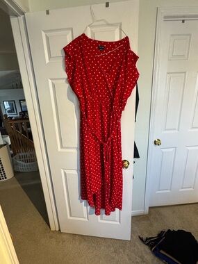 Red Polka Dot Wrap Dress - Women